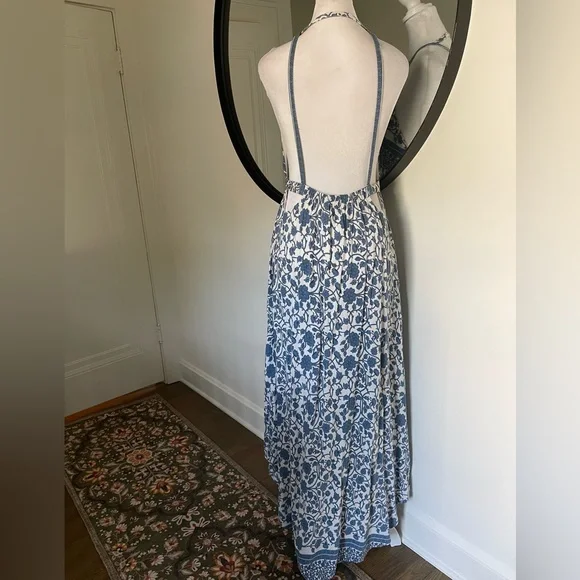 Aakaa Blue and White Striped Maxi Dress - Picture 8 of 9